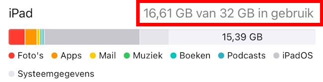 De opslag op iPad/iPhone